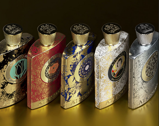 Collection Reserve de ATKINSONS. Les 5 parfums sont  alignés, le Shine Despite Everything est en 4ème position en partant de la gauche